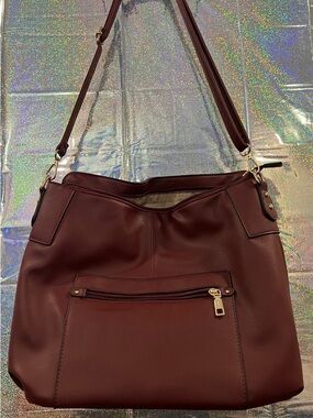 Idesort Burgundy Faux Leather Shoulder Bag | Gold Hardware | Everyday Purse